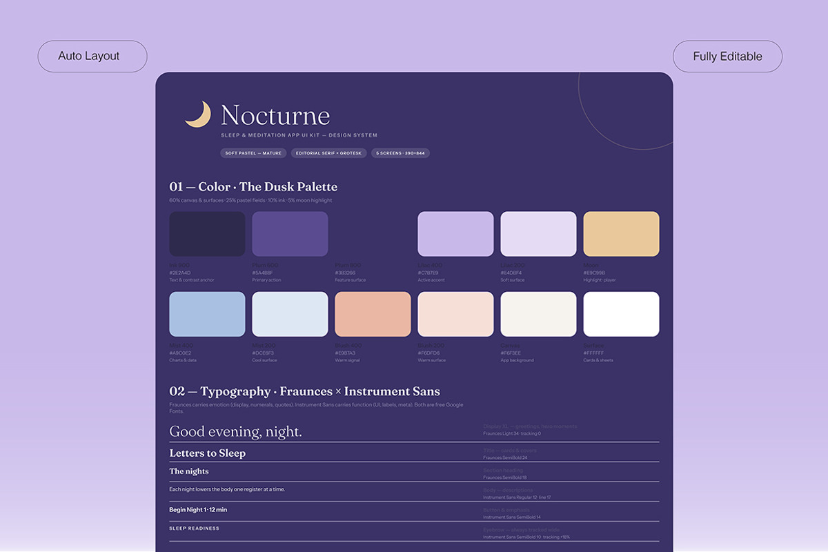 Moonrest – Sleep Wellness Mobile App, an UI Kit Template by Pitchlook.Studio (Photo 4 of 4)