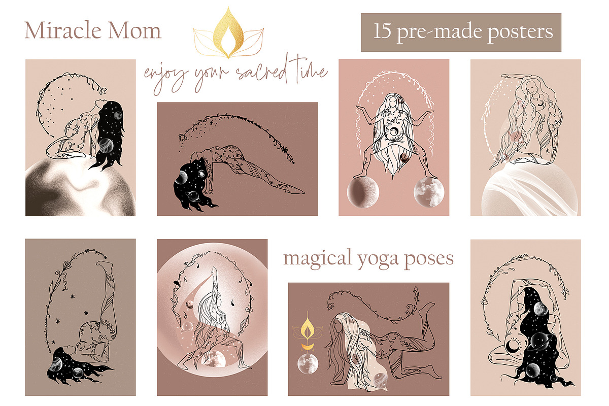 MIRACLE MOMS. SACRED yoga poses, an Object Illustration by ArtOLB (Photo 2 of 7)