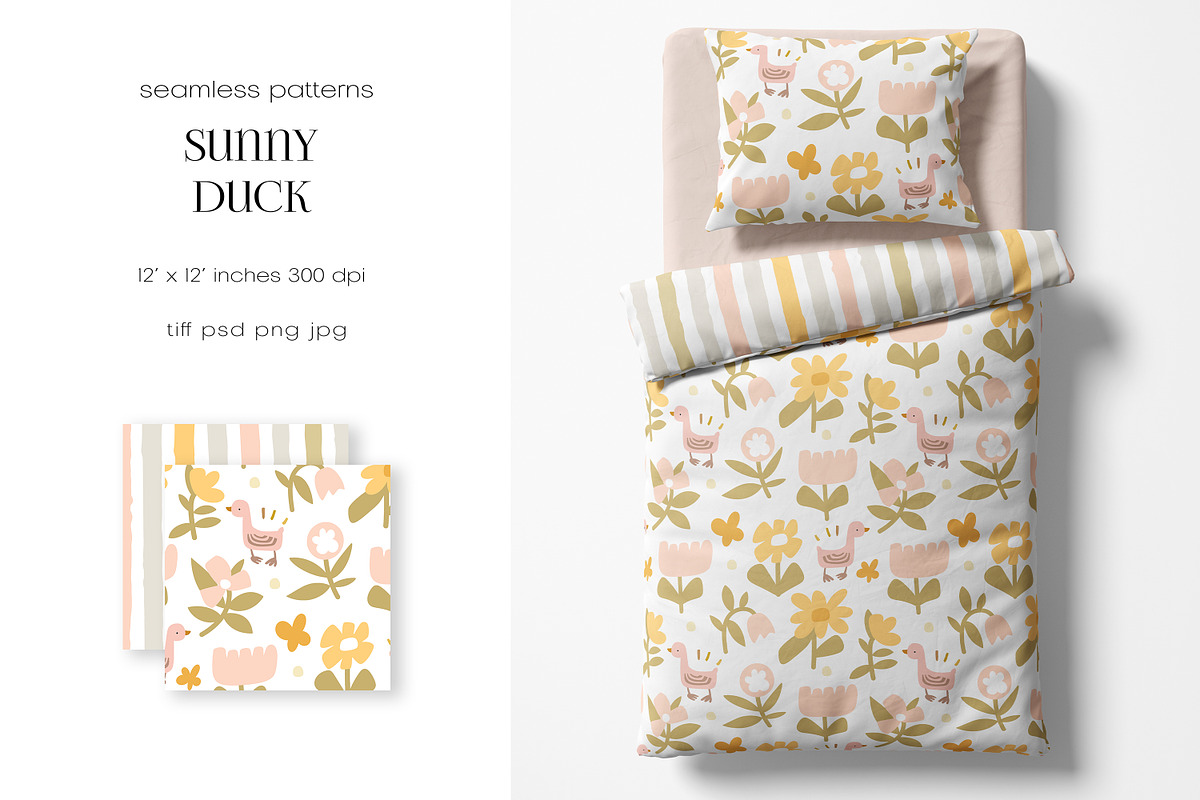 Sunny Duck Pattern Collection, a Pattern Graphic by PROTEA Watercolor Studio (Photo 2 of 8)
