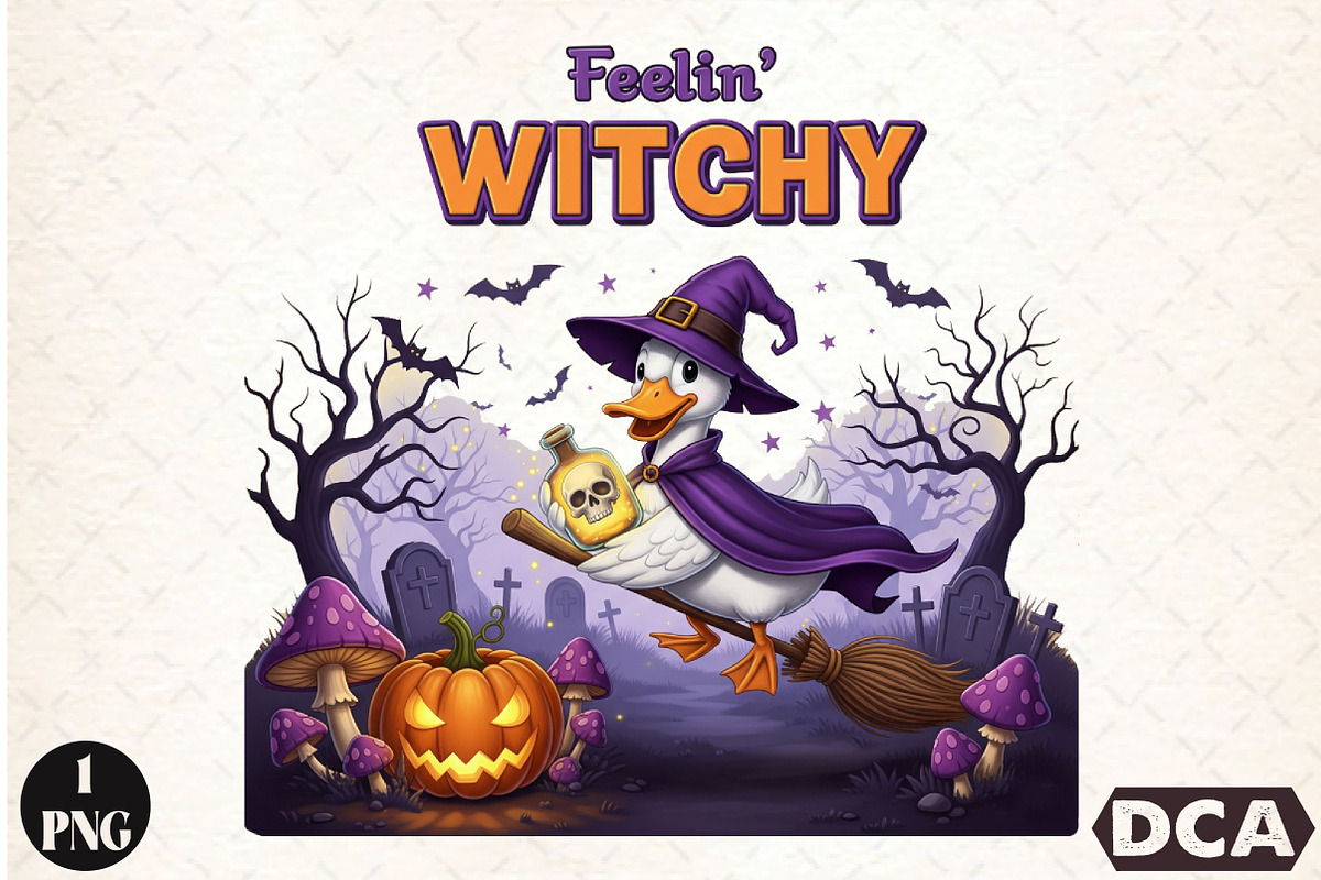 Halloween Witch Goose Feelin' Witchy, an Illustration by DreamCafeArt (Photo 7 of 7)