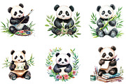Watercolor Book Lover Panda clipart, a Seasonal Illustration by Designking (Thumbnail 3 of 5)