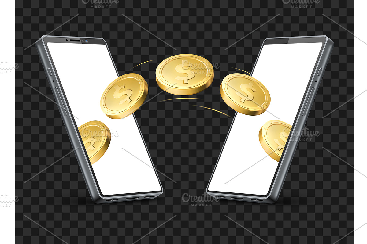 Online money transfer from one, a Finance Illustration by Vectorbuum