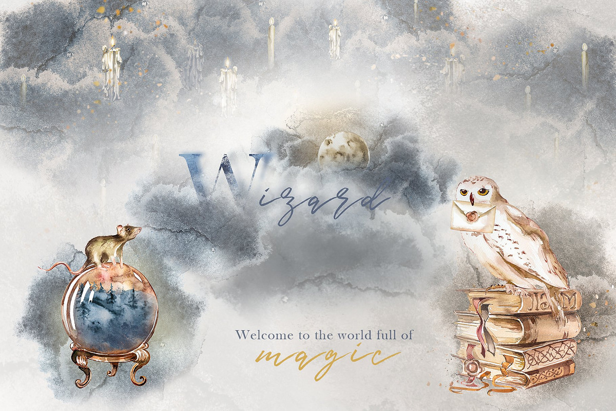 Watercolor Fantasy Clipart Bundle, a Person Illustration by ArtCreationsDesign (Photo 2 of 22)