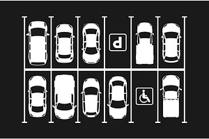 Top view of cars parked, a Transportation Illustration by Yayasya