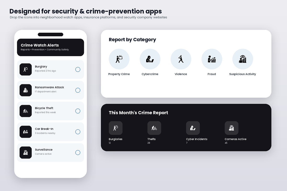 49 Crime & Security Icons, a Solid Icon by Symbolic Language (Photo 4 of 4)
