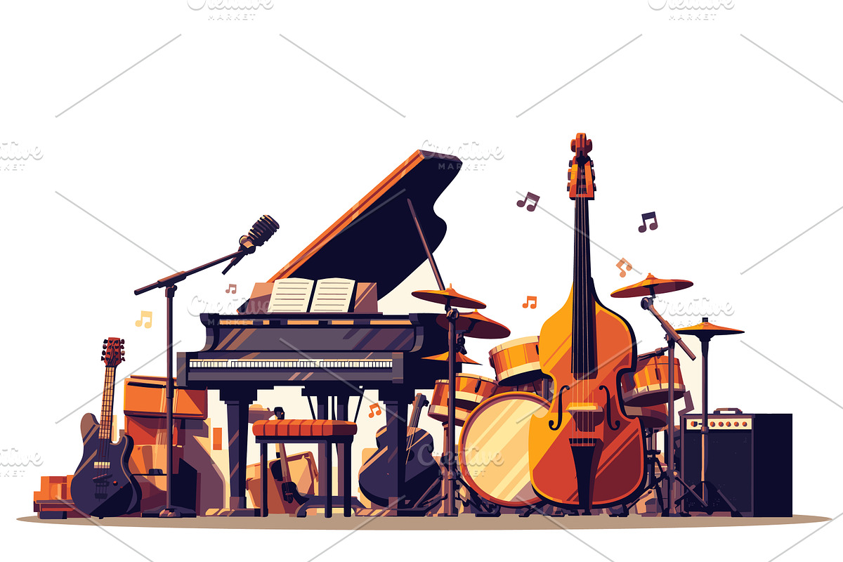 A set of musical instruments, an Object Illustration by LadadikArt