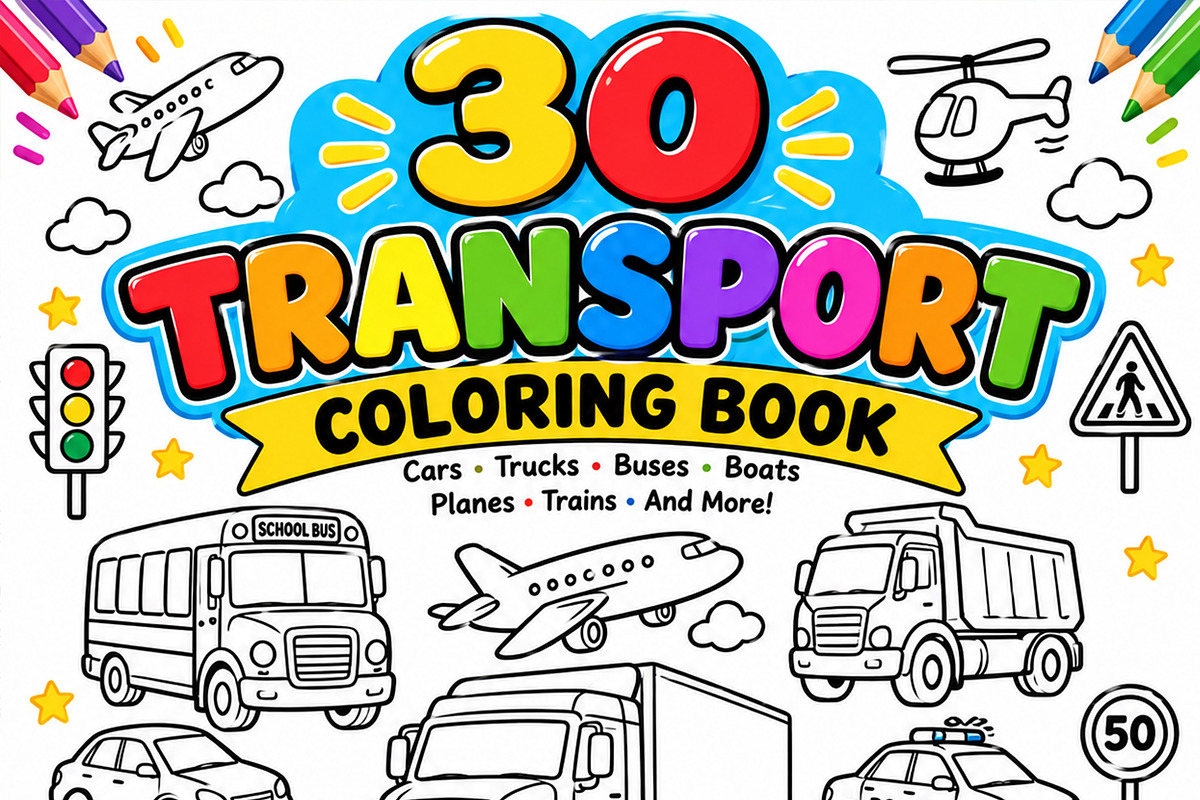 Transportation Coloring Book for Kid, an Education Illustration by Mohammad Sarfaraz (Photo 2 of 17)