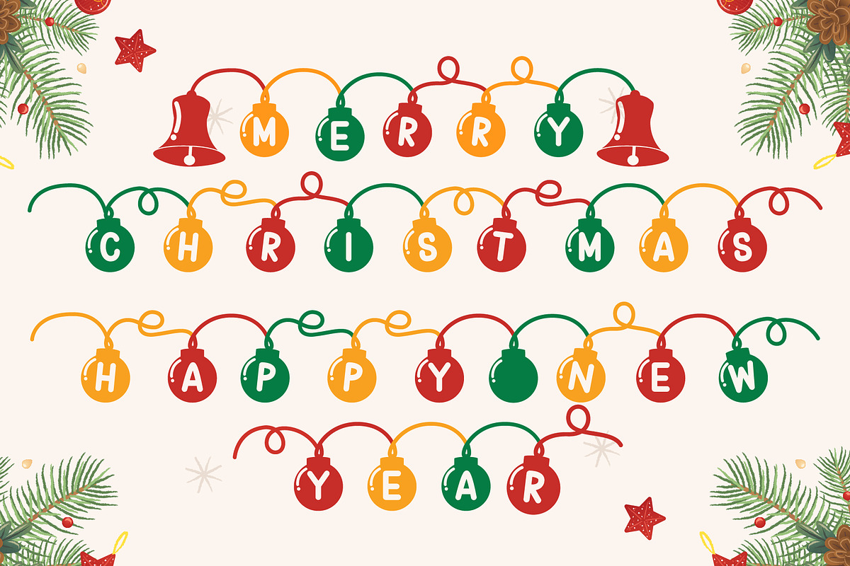 Balls Christmas - Decorative Font, a Handwritten Font by Densu Creative (Photo 2 of 6)