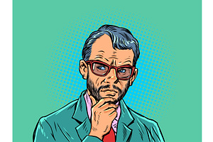 Pop Art Retro Thinking and solving, a Person Illustration by studiostoks
