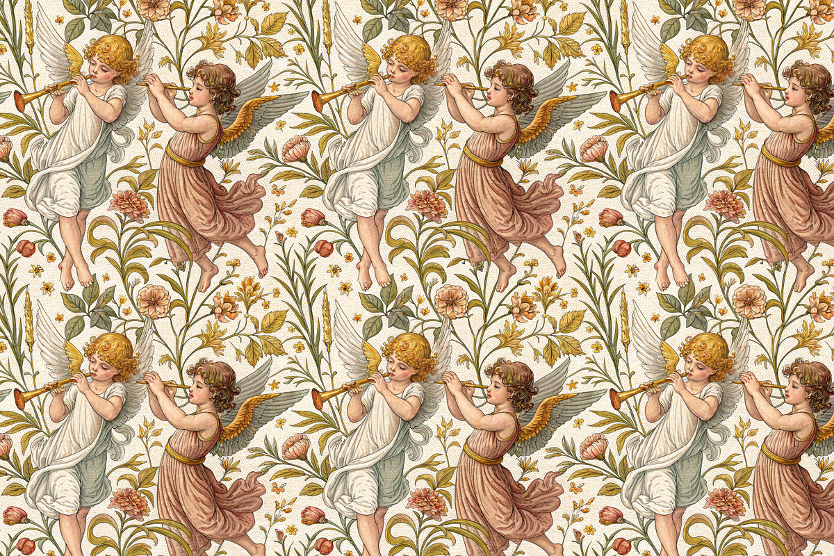 Angels and Vintage Flowers., a Pattern Graphic by Designs by Helen Trupak (Photo 13 of 14)