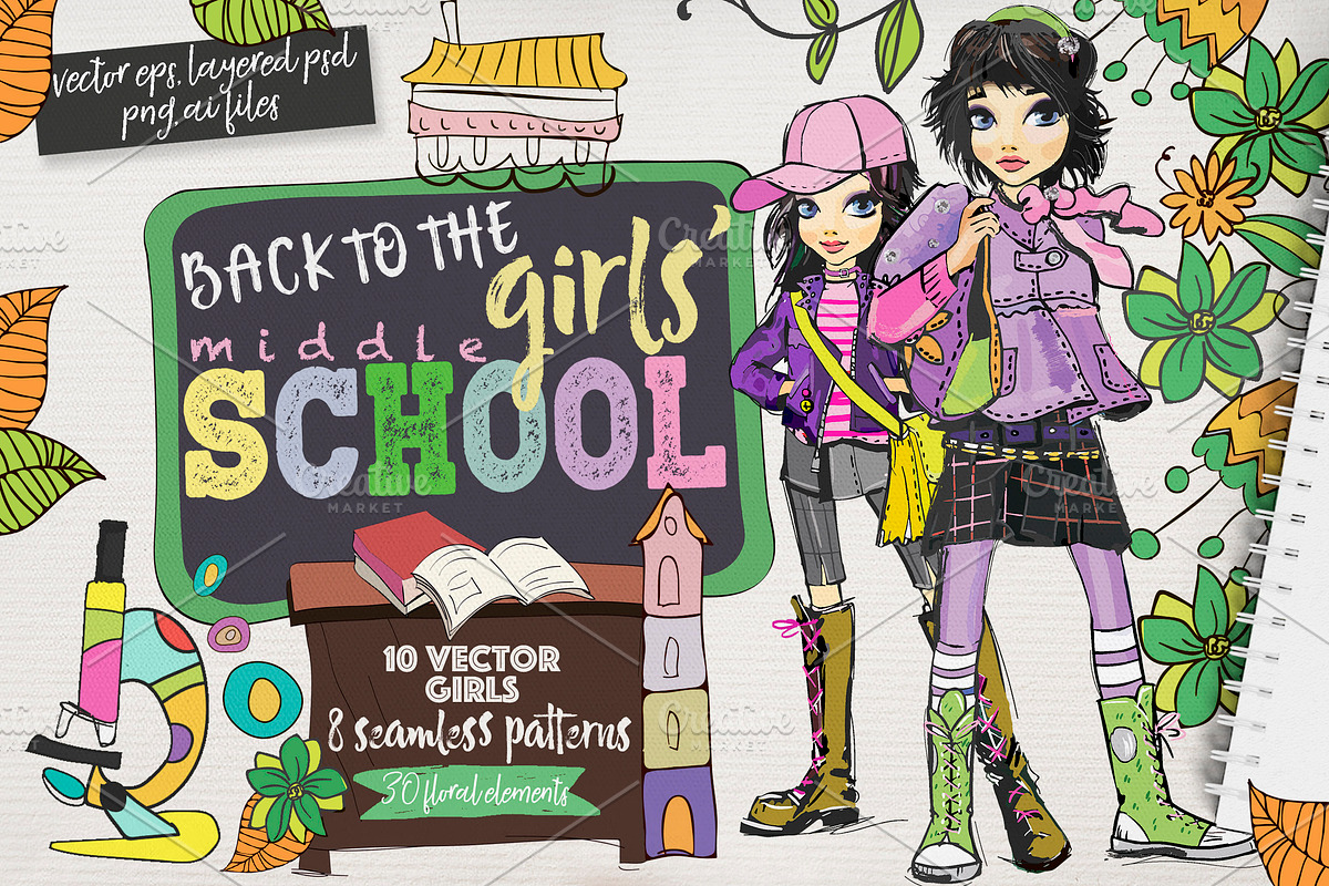 GIRL'S MIDDLE SCHOOL, an Education Illustration by Alisa Mikibith Art (Photo 2 of 14)