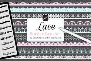 Lace Border Brushes for Procreate, a Brush Add-On by AngelfishCreative