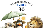 30 Summer Vacation Animal Clipart, an Animal Illustration by Pati Charm Studio (Thumbnail 1 of 8)