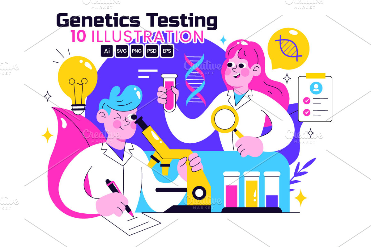 10 Genetics Testing Illustration, a Person Illustration by denayunebgt (Photo 1 of 4)