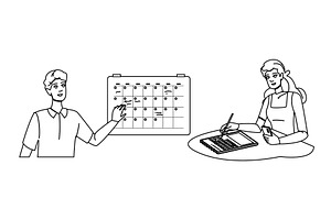 plan checking planner vector, a Person Illustration by pikepicture