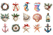 Nautical Christmas Clipart, an Illustration by Designking (Thumbnail 2 of 5)
