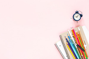 School stationary on pink background, a School & Education Photo by Olga_Z
