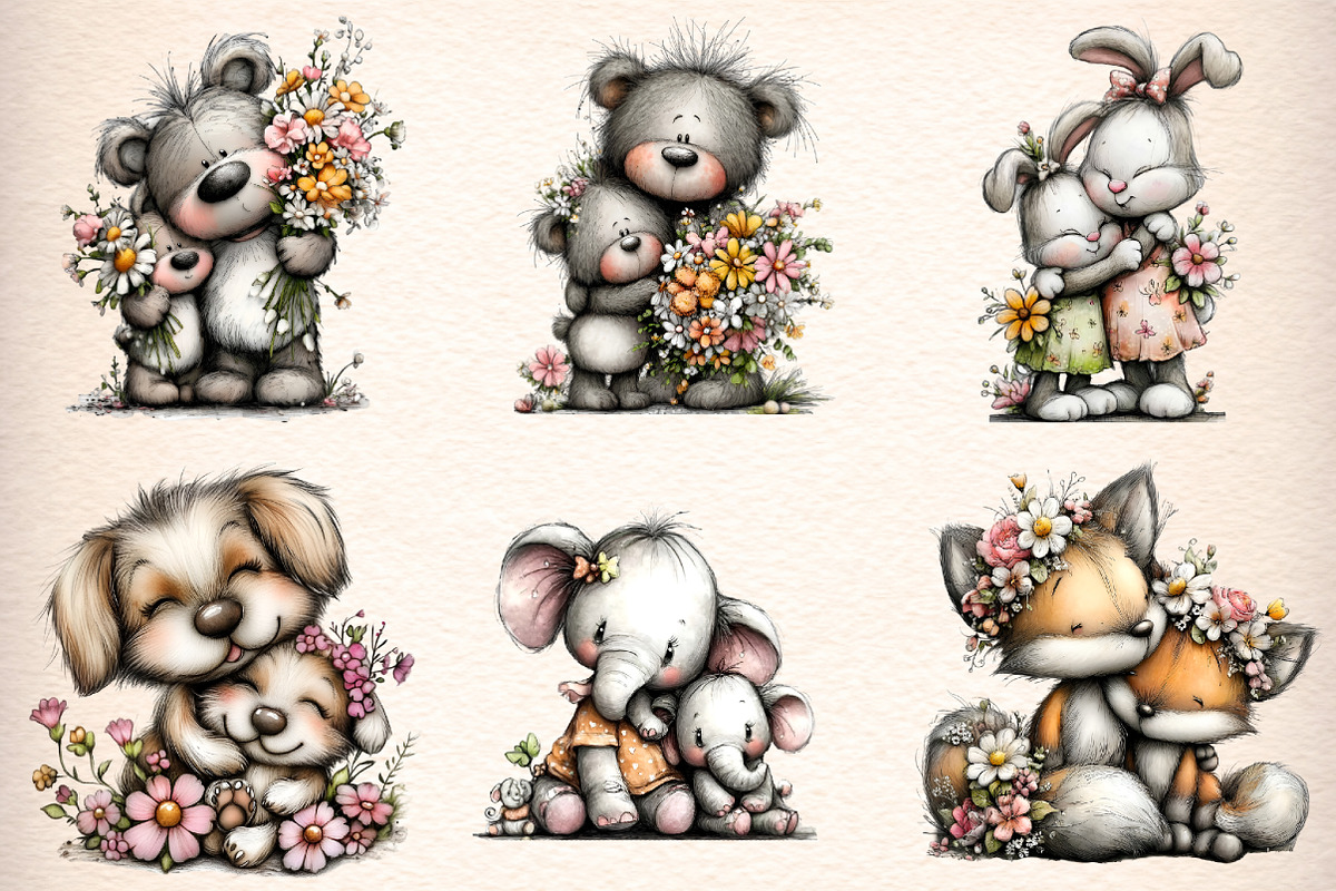 Mother's Day Animal Clipart Bundle, an Illustration by Digital Artistic99 (Photo 3 of 12)
