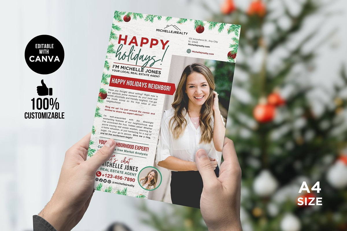 Real Estate Happy Holidays Flyer, a Flyer Template by CreativeVinesStore (Photo 1 of 5)