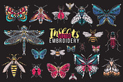 Embroidery Insects on Black. Vector, an Animal Illustration by Sopelkin (Thumbnail 1 of 2)