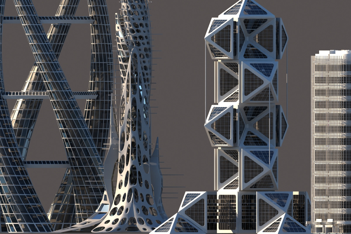 Futuristic Skyscrapers, an Architecture 3D Model by Giimann (Photo 6 of 10)