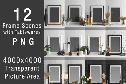 12 transparent picture frame mockup