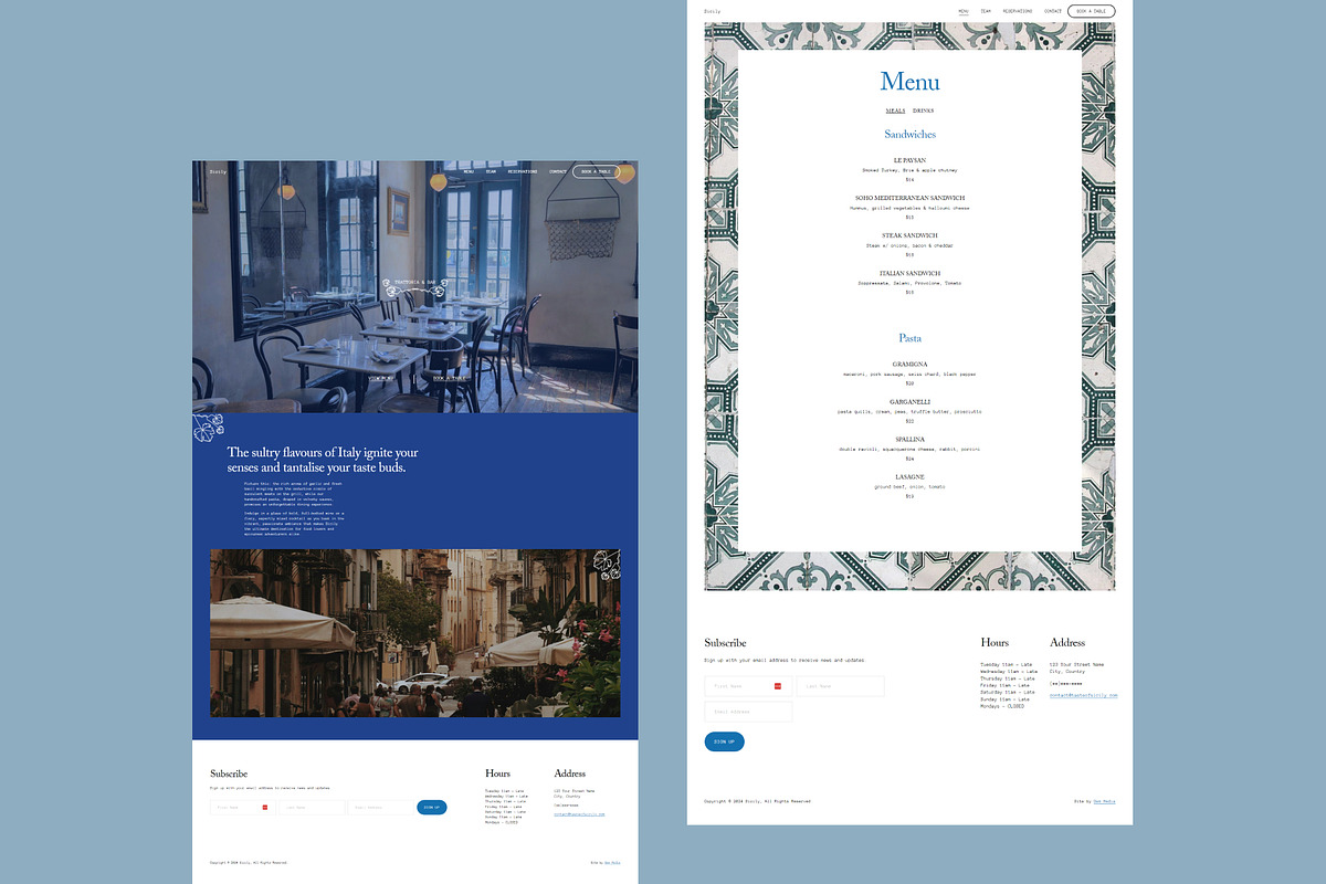Sicily Restaurant - Squarespace 7.1 Template preview 2