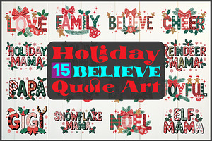 BELIEVE Holiday Quote Art SVG, an Object Graphic by yasushie