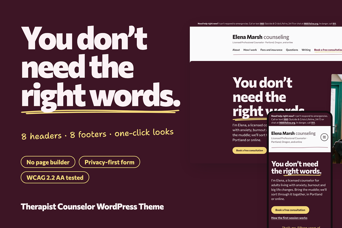 Therapist Counselor WordPress Theme, a WordPress Template by Lavanta (Photo 1 of 9)