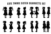 Cute Twins Sister Silhouette SVG Set, a Person Illustration by Gfx Expert Team (Thumbnail 2 of 3)