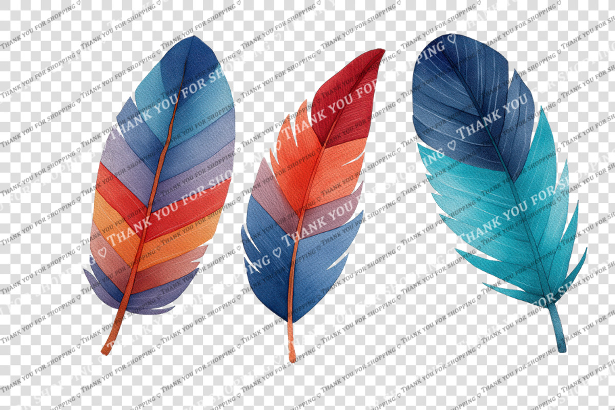 Watercolor Feathers Collection, an Object Illustration by BazziBa♥ (Photo 2 of 5)