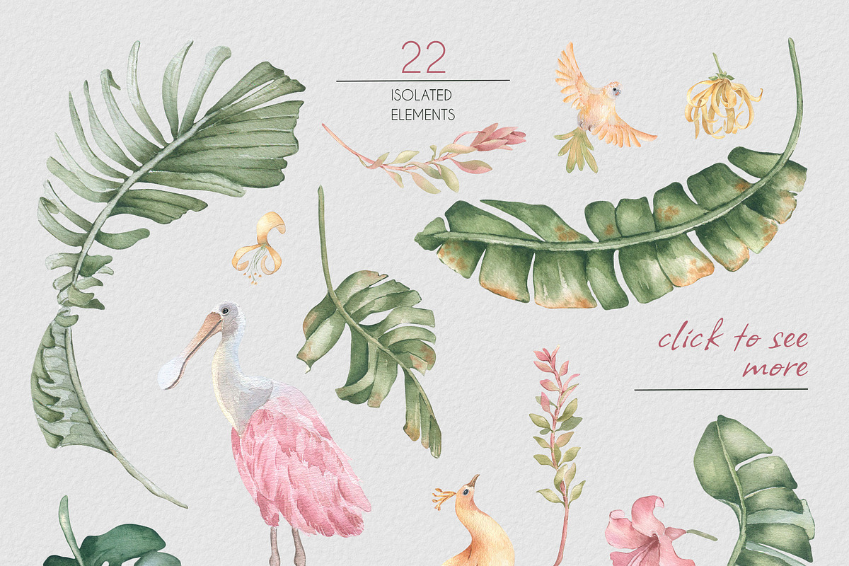 Tropical leaves watercolor patterns, a Pattern Graphic by Kate Lanbina (Photo 15 of 16)
