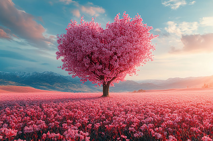Pink tree in shape of heart, a Nature Photo by AlyaAnd