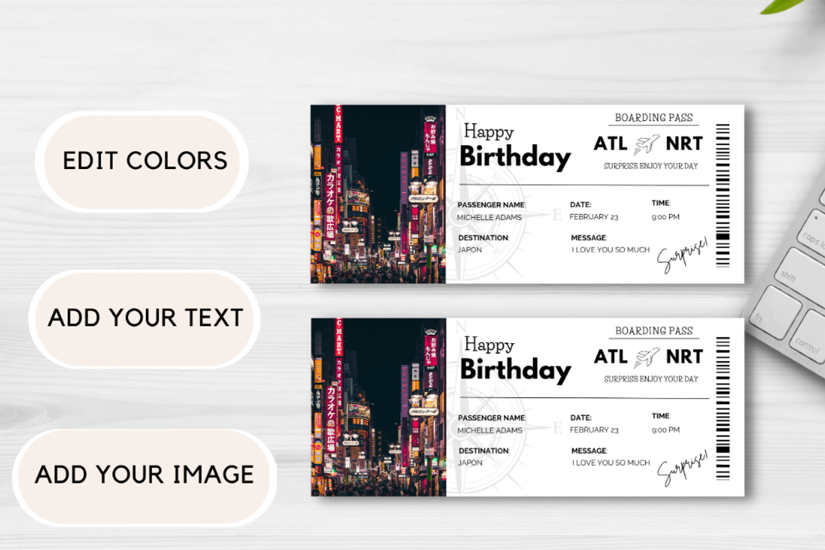 Happy Birthday Gift Boarding Pass, a Card Template by YasdeyDesigns (Photo 7 of 8)