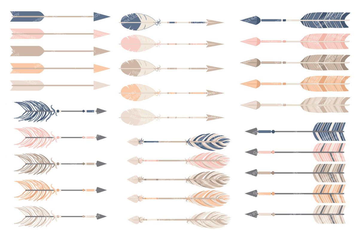 Navy & Pink Tribal Arrows Clipart, an Illustration by Amanda Ilkov (Photo 4 of 4)