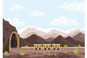 Carts loaded with coal and, an Illustration by Things for designers