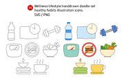 Wellness lifestyle handdrawn doodle., a Healthcare Illustration by kaisorn (Thumbnail 1 of 3)