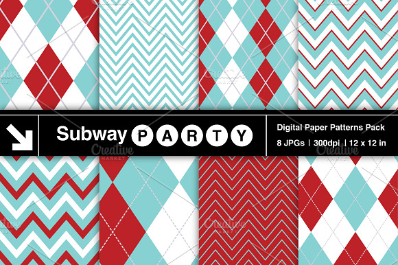 Aqua Red & White Chevron & Argyle preview 2