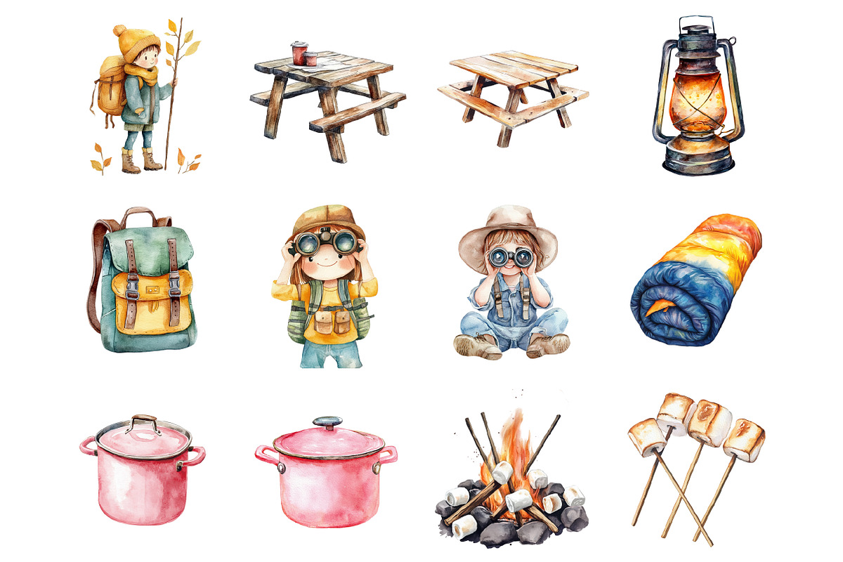Cute Little Campers Clipart, an Illustration by Design Market (Photo 3 of 4)