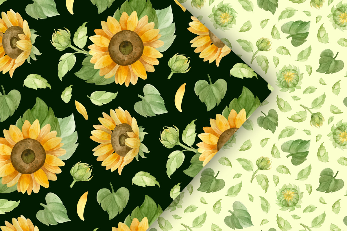 Sunflowers clipart, patterns, frames, a Decorative Illustration by Valin Malin (Photo 13 of 16)