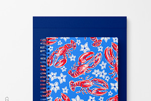 Preppy Red & Blue Lobster Pattern