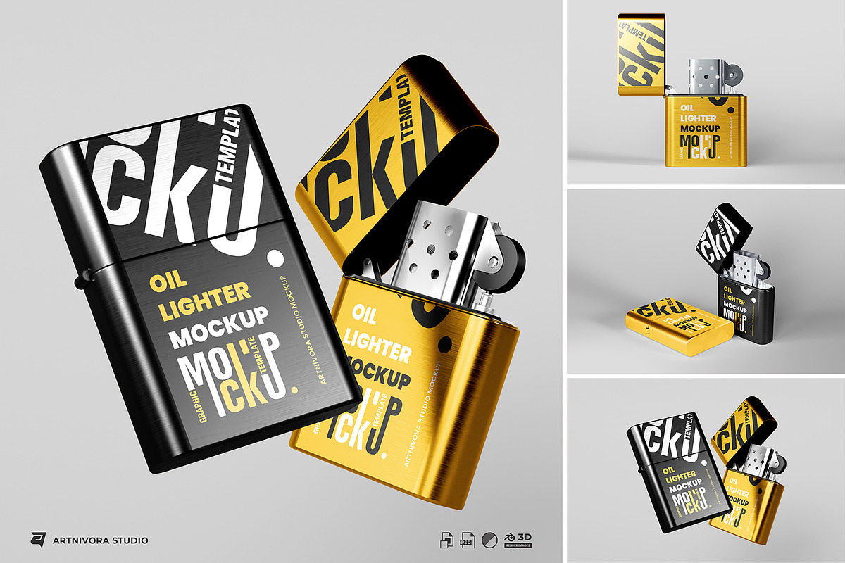 Oil Lighter Mockup Sets, a Merchandise Mockup by Artnivora.Std (Photo 1 of 4)