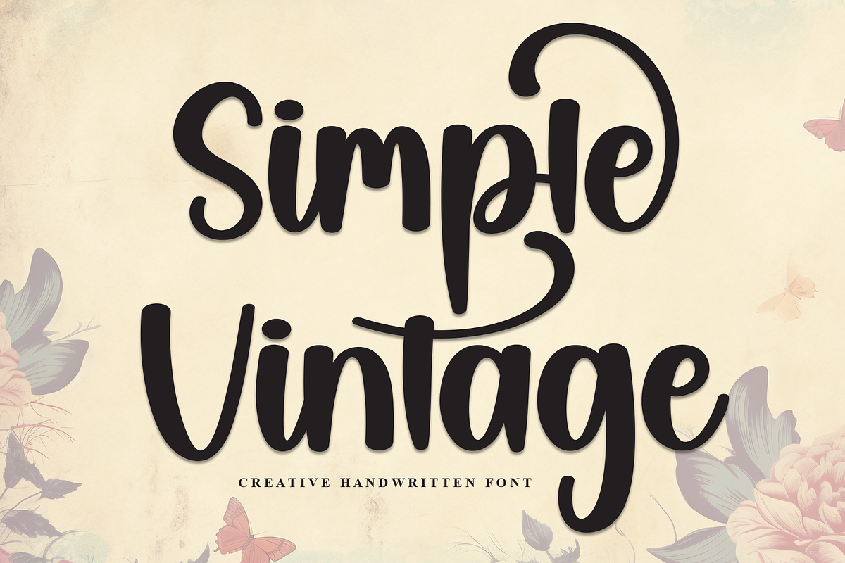 Simple Vintage | Script Font, a Handwritten Font by Scratchones (Photo 1 of 9)