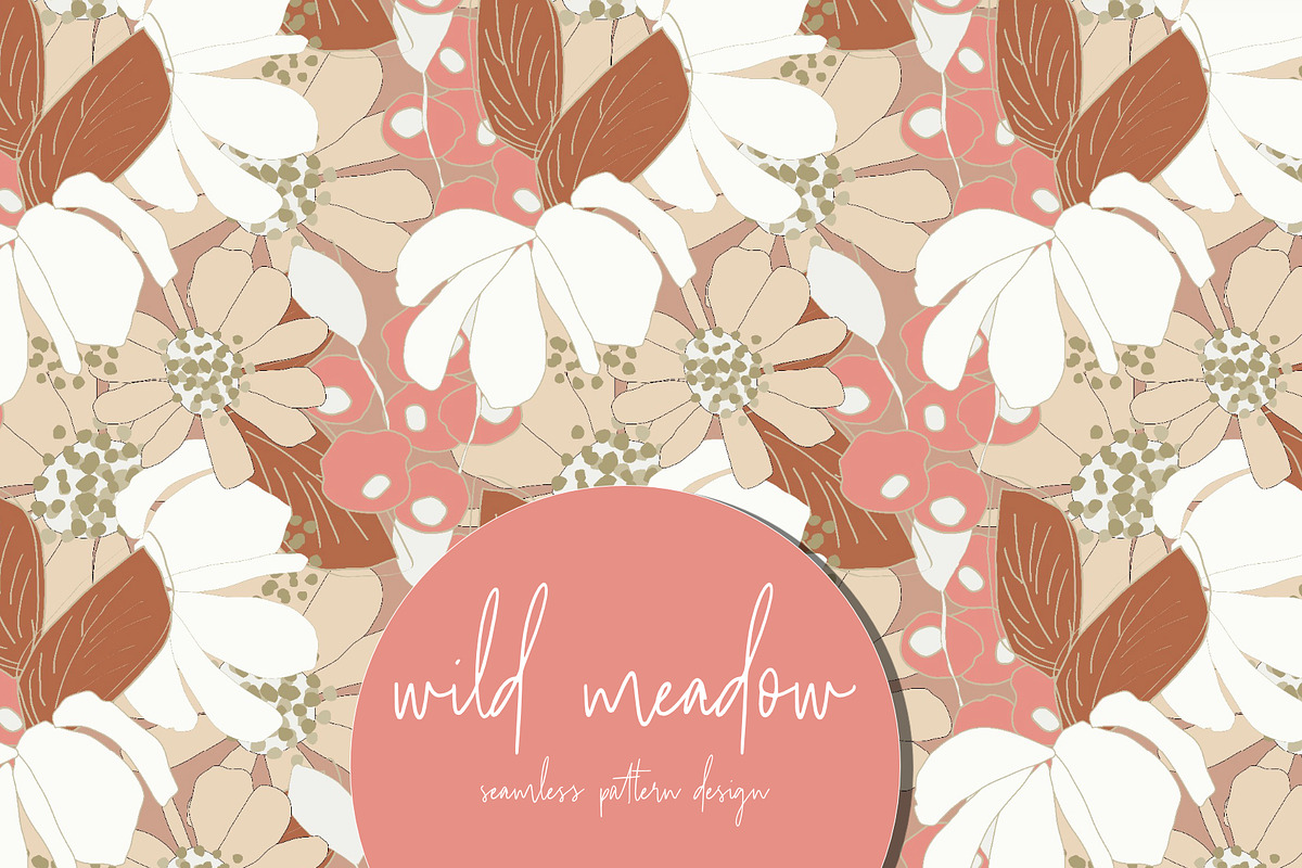 Wild big warm bold flowers meadow, a Pattern Graphic by Cotton Melon pattern Shop (Photo 1 of 5)