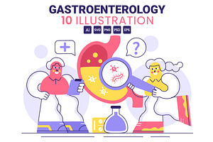 10 Stomach Health Gastroenterology, a Healthcare Illustration by denayunebgt