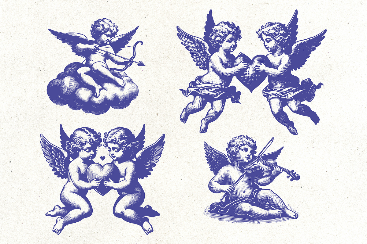 Valentine Cupid Vintage Bundle, a Decorative Illustration by ClipArtRoom (Photo 5 of 7)