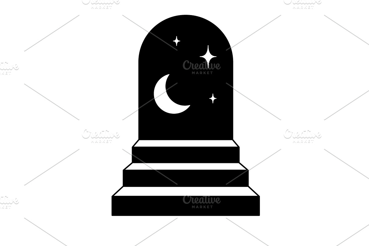 Minimal staircase to arched night, an Object Illustration by GraphiShop