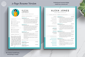 Teal Resume CV Design Photo Insert