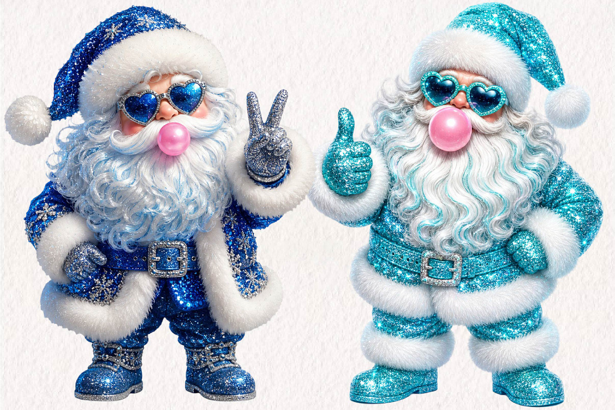 Christmas Glitter Santa PNG Bundle, a Seasonal Illustration by CreationArt (Photo 3 of 7)