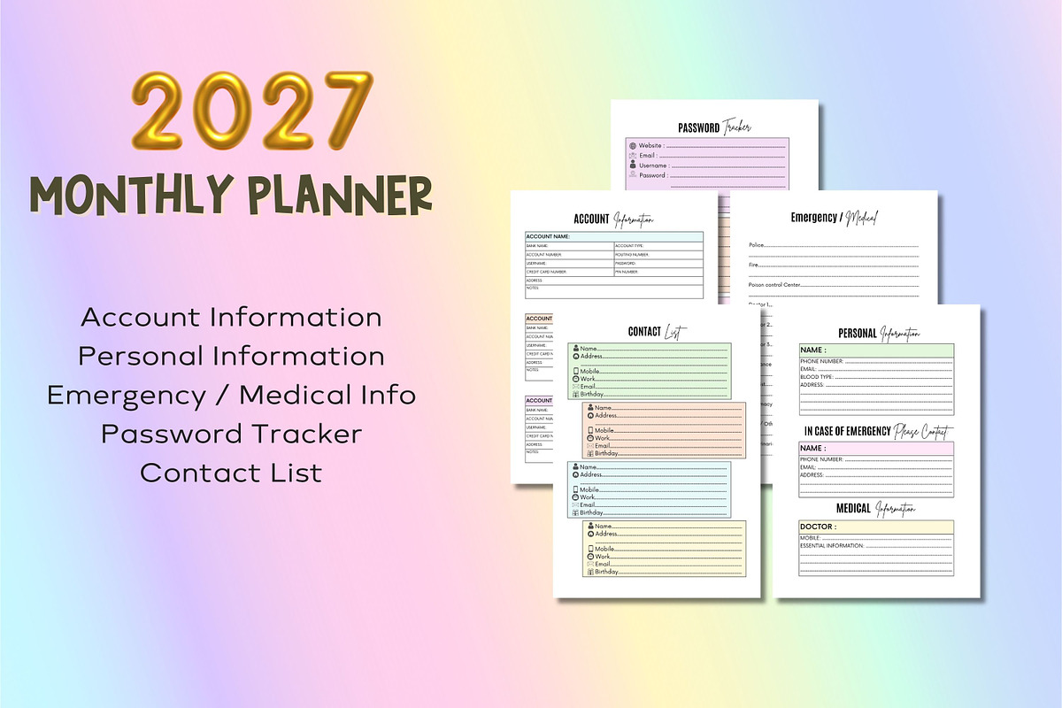 2027 Monthly Planner - Canva, a Templates & Theme by Adalin Shop (Photo 2 of 11)